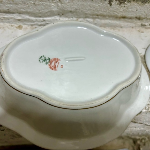 Vintage Limogues France Set of 2 Floral Peacock Serving Bowls Trimmed in Gold. - Picture 8 of 10